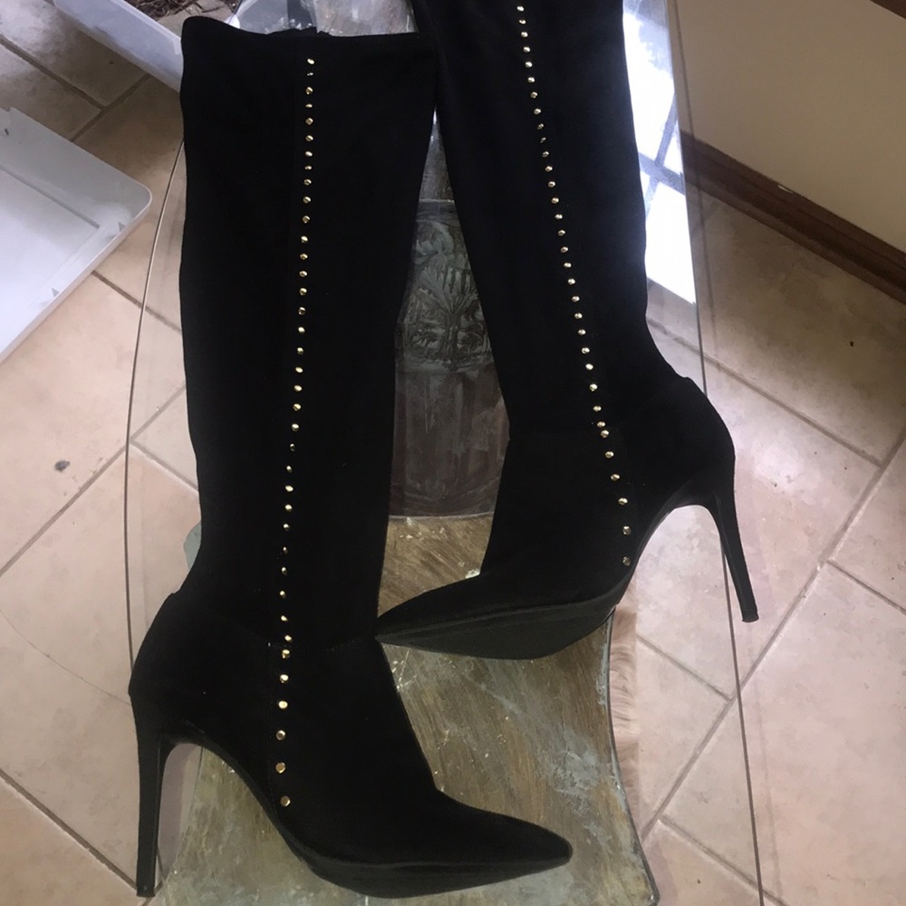 Black thigh high heels